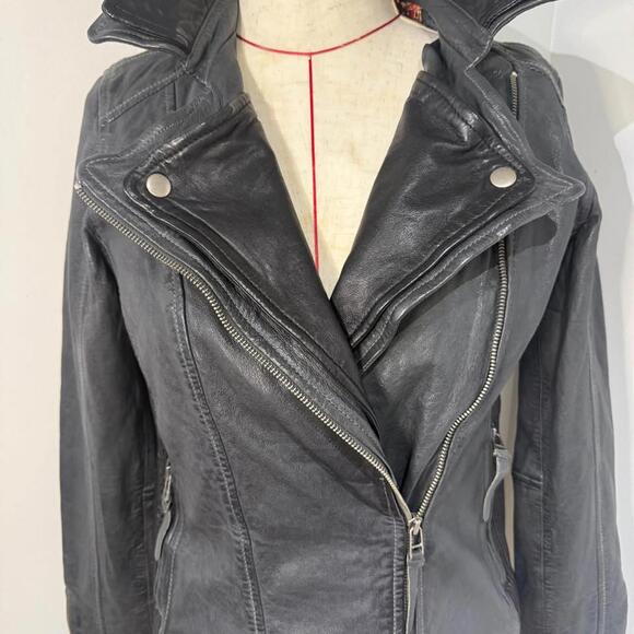 Bano‎ eeMee NWT Dryden Distressed Genuine Leather Jacket Women's Size 6 - Picture 2 of 9